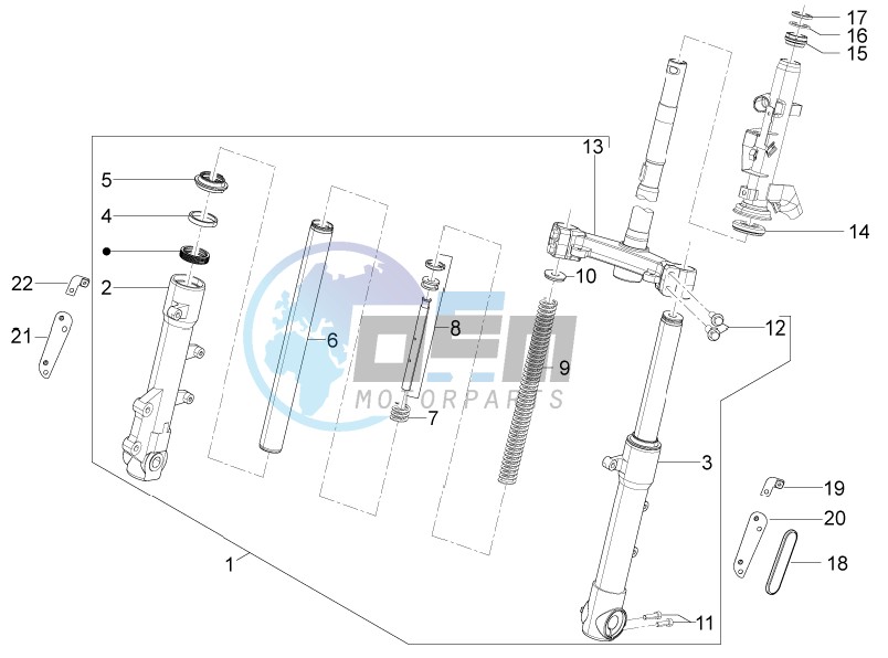 Fork steering tube - Steering bearing unit