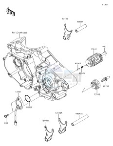 KX450F KX450HJF EU drawing Gear Change Drum/Shift Fork(s)