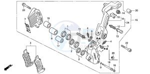 CBR1100XX SUPER BLACKBIRD drawing FRONT BRAKE CALIPER (L.)