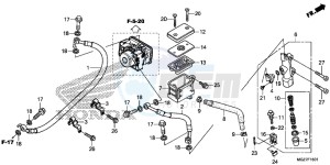 CB500XAF CB500X UK - (E) drawing REAR BRAKE MASTER CYLINDER (ABS)