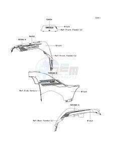 KVF 650 F [BRUTE FORCE 650 4X4I] (F6F-F9F ) F9F drawing DECALS-- BLACK- --- F9F- -