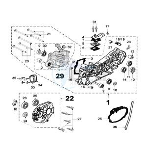 FIGHT RIX drawing CRANKCASE WITH LONG MOUNT RUBBERS