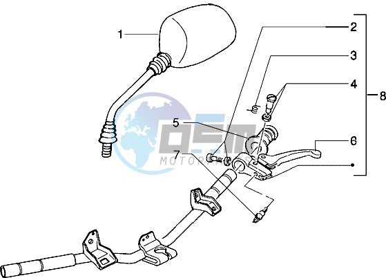 Handlebars component parts (Vehicle with rear drum brake)