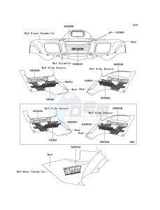 KVF 700 A [PRAIRIE 700 4X4] (A1-A2) [PRAIRIE 700 4X4] drawing DECALS-- RED- --- A1- -