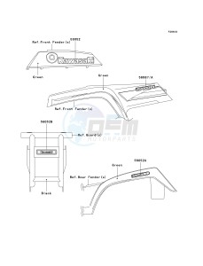 KLF 250 A [BAYOU 250] (A6F-A9F) A7F drawing DECALS-- GREEN- --- A7F- -