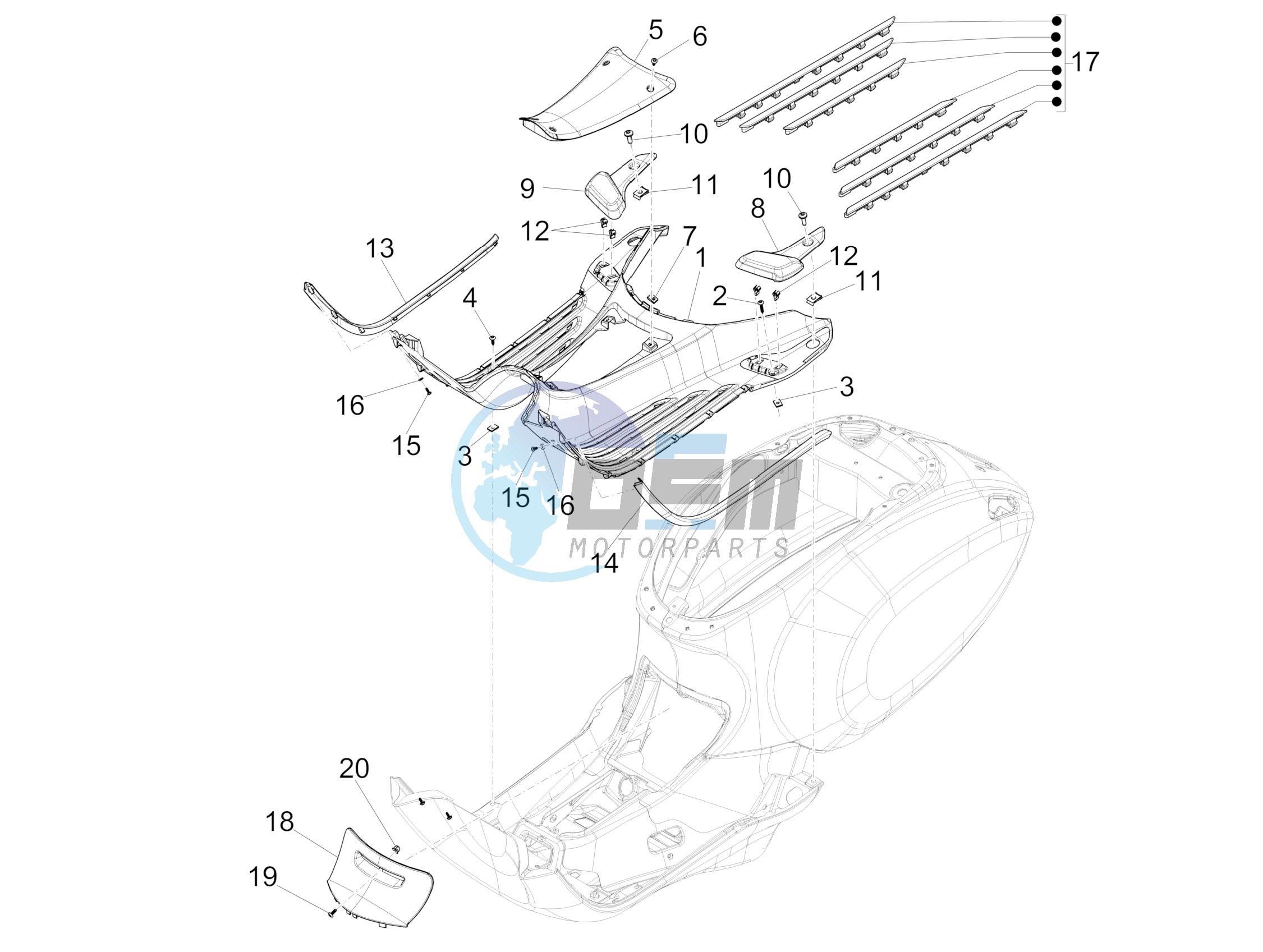 Central cover - Footrests