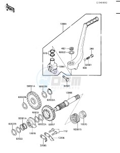 KX 500 A [KX500] (A2) [KX500] drawing KICKSTARTER MECHANISM -- 84 A2- -