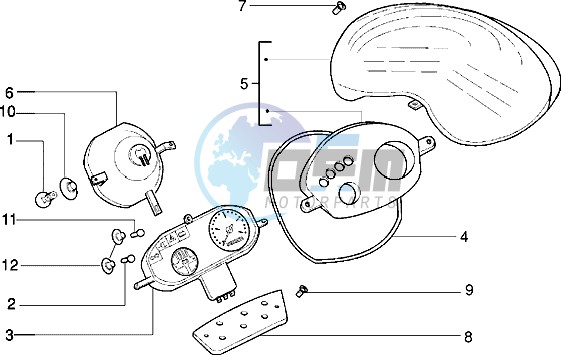 Front light-fairing-meter combination