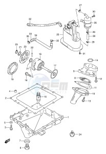 GSX-R750 (E2) drawing OIL PAN - OIL PUMP - FUEL PUMP (MODEL W X)