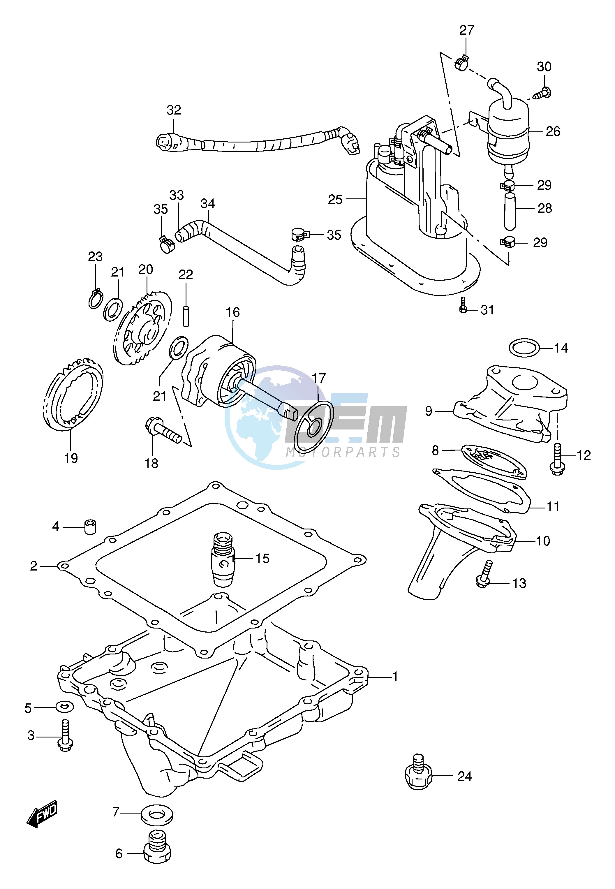 OIL PAN - OIL PUMP - FUEL PUMP (MODEL W X)