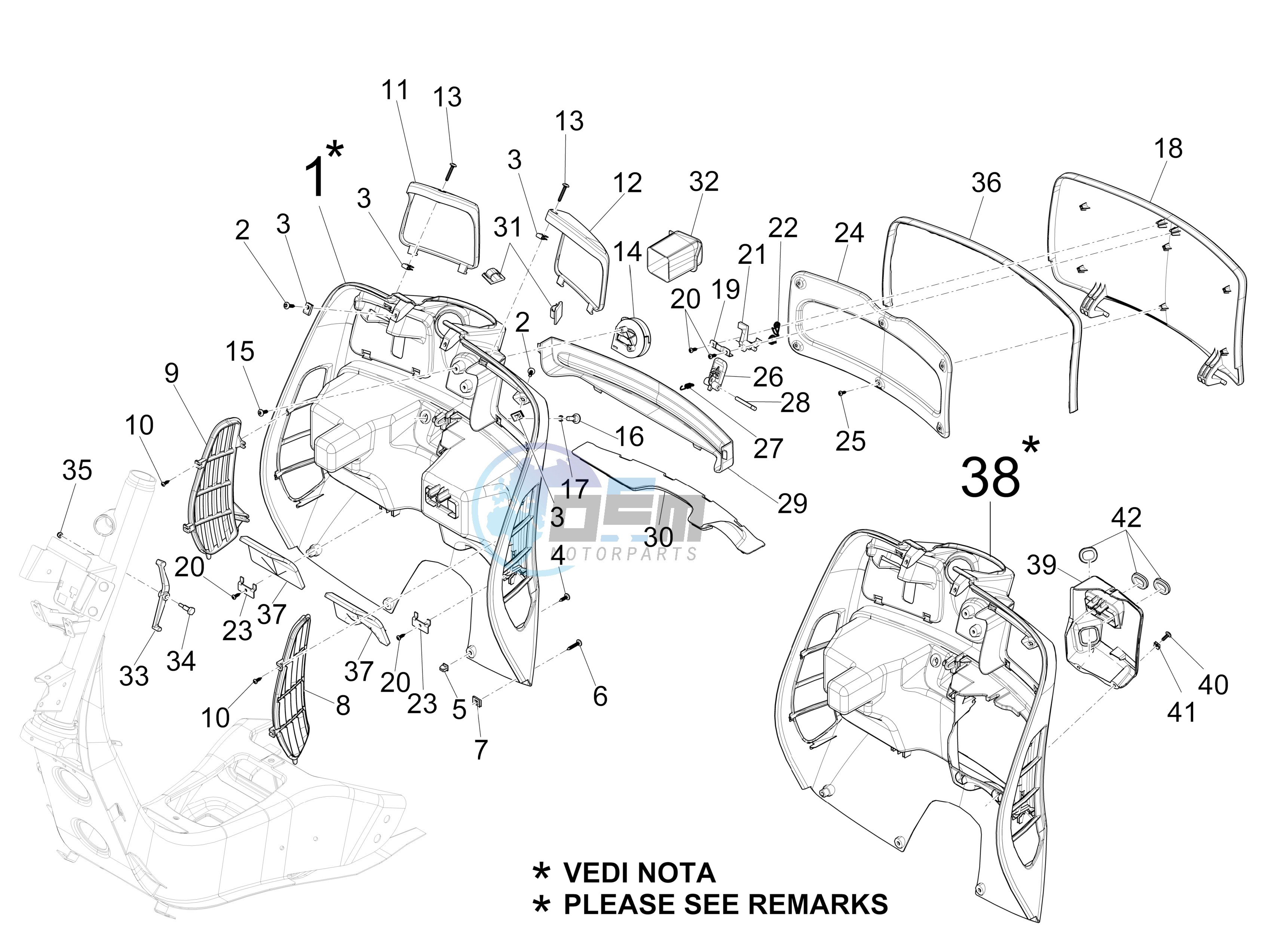 Front glovebox - Knee-guard panel