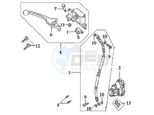 DD50 drawing VOORBRAKE CALIPER / BRAKE LEVER /BRAKE LINES