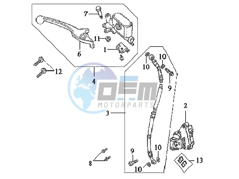 VOORBRAKE CALIPER / BRAKE LEVER /BRAKE LINES