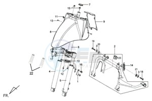 MIO 50 SPORT 45KMH drawing FRONT FENDER / FRONT FORK/ CENTRAL STAND