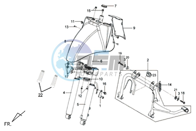 FRONT FENDER / FRONT FORK/ CENTRAL STAND