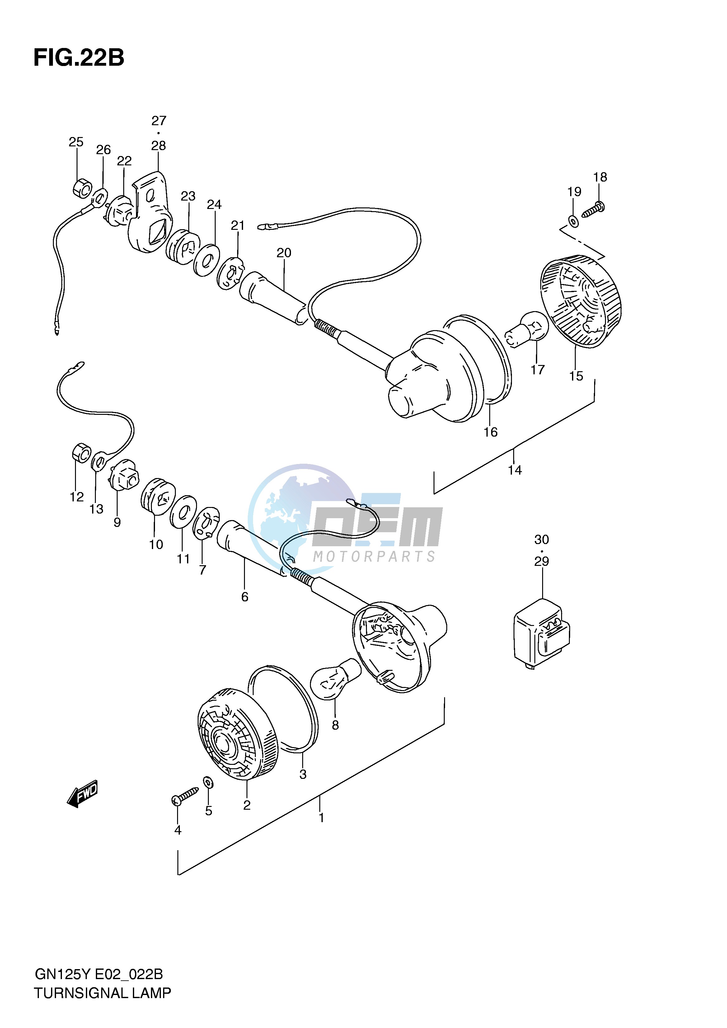 TURN SIGNAL LAMP (MODEL V W X Y K1 E1,E30)