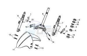 JET 4 125cc drawing FRONT FENDER / FRONT FORK/ STEERING HEAD BEARING