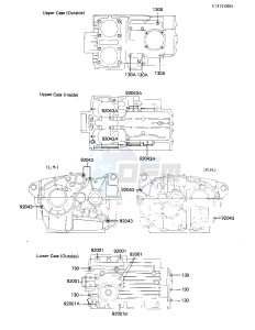 KZ 305 B [CSR BELT] (B1) [CSR BELT] drawing CRANKCASE BOLT & STUD PATTERN