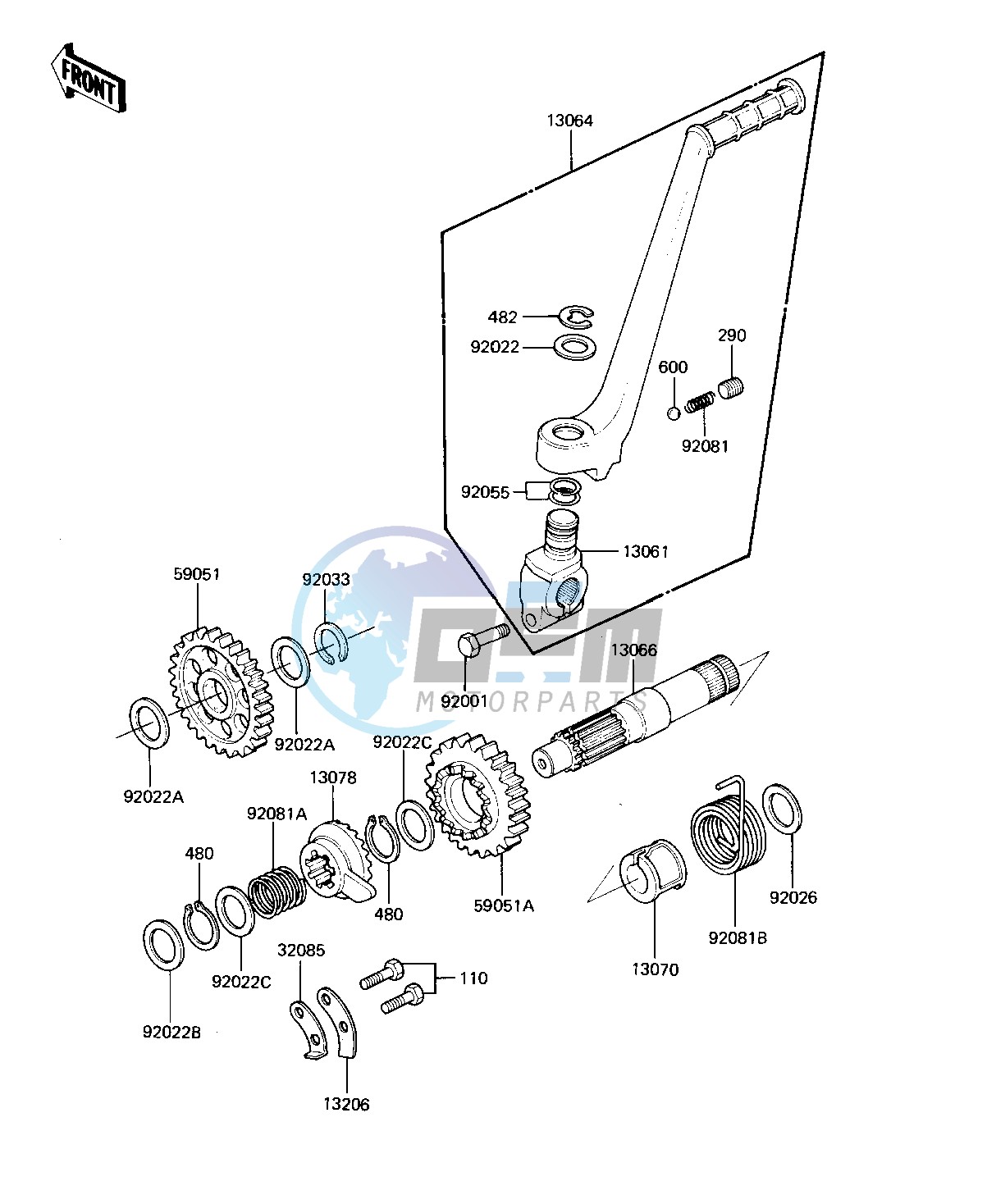 KICKSTARTER MECHANISM -- 82 KDX250-B2- -