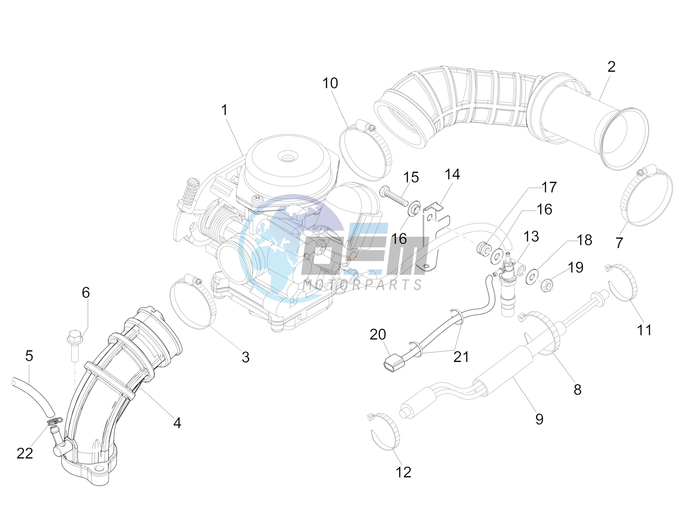 Carburettor, assembly - Union pipe