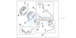 VFR800A9 France - (F / ABS CMF MME TWO) drawing 35 L PANNIER KIT GLORY RED