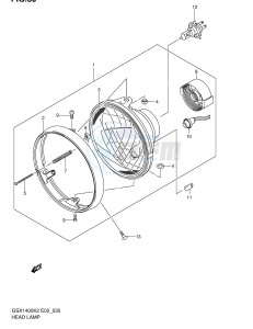 GSX1400 (E2) drawing HEADLAMP ASSY (GSX1400K2 UK2 K3 UK3 E2,E19)