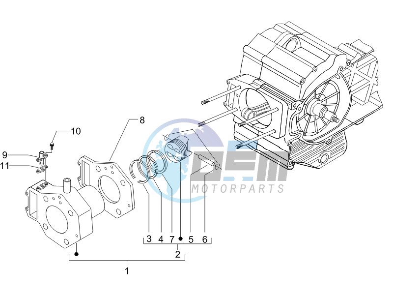 Cylinder-piston-wrist pin unit