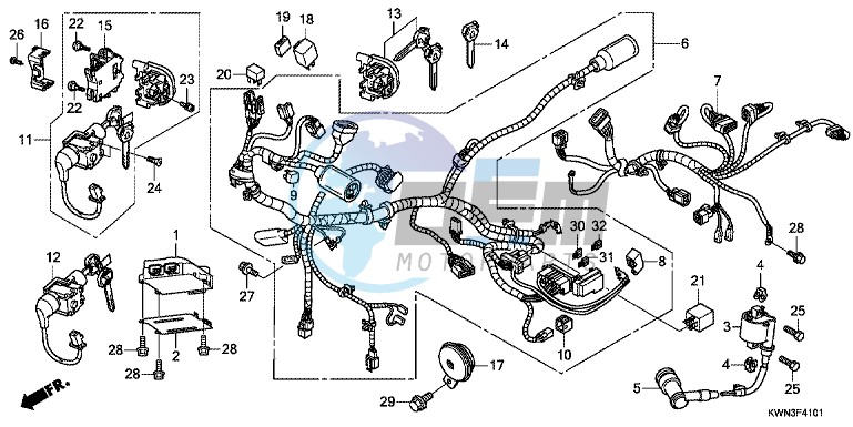 WIRE HARNESS (WW125EX2C/EX2D/EX2E/D)