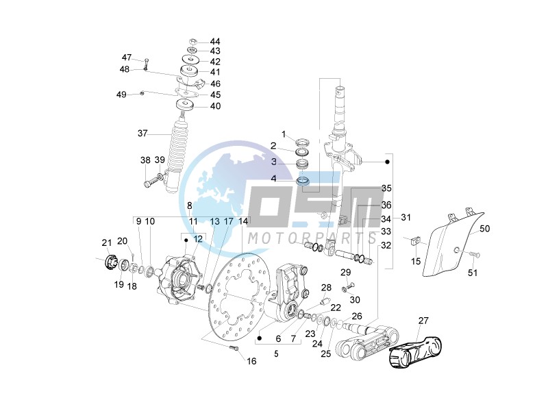 Fork - steering tube - Steering bearing unit