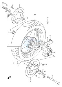 GSX600F (E2) Katana drawing REAR WHEEL