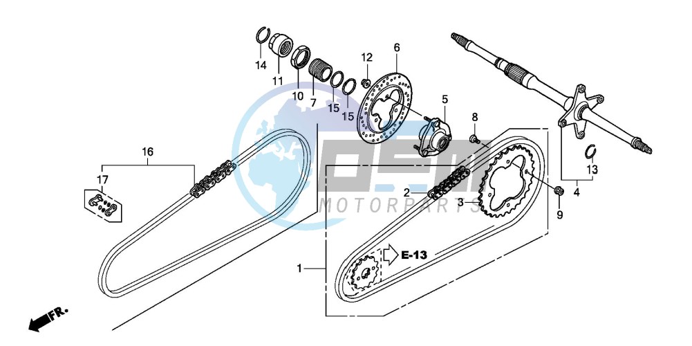 REAR WHEEL AXLE