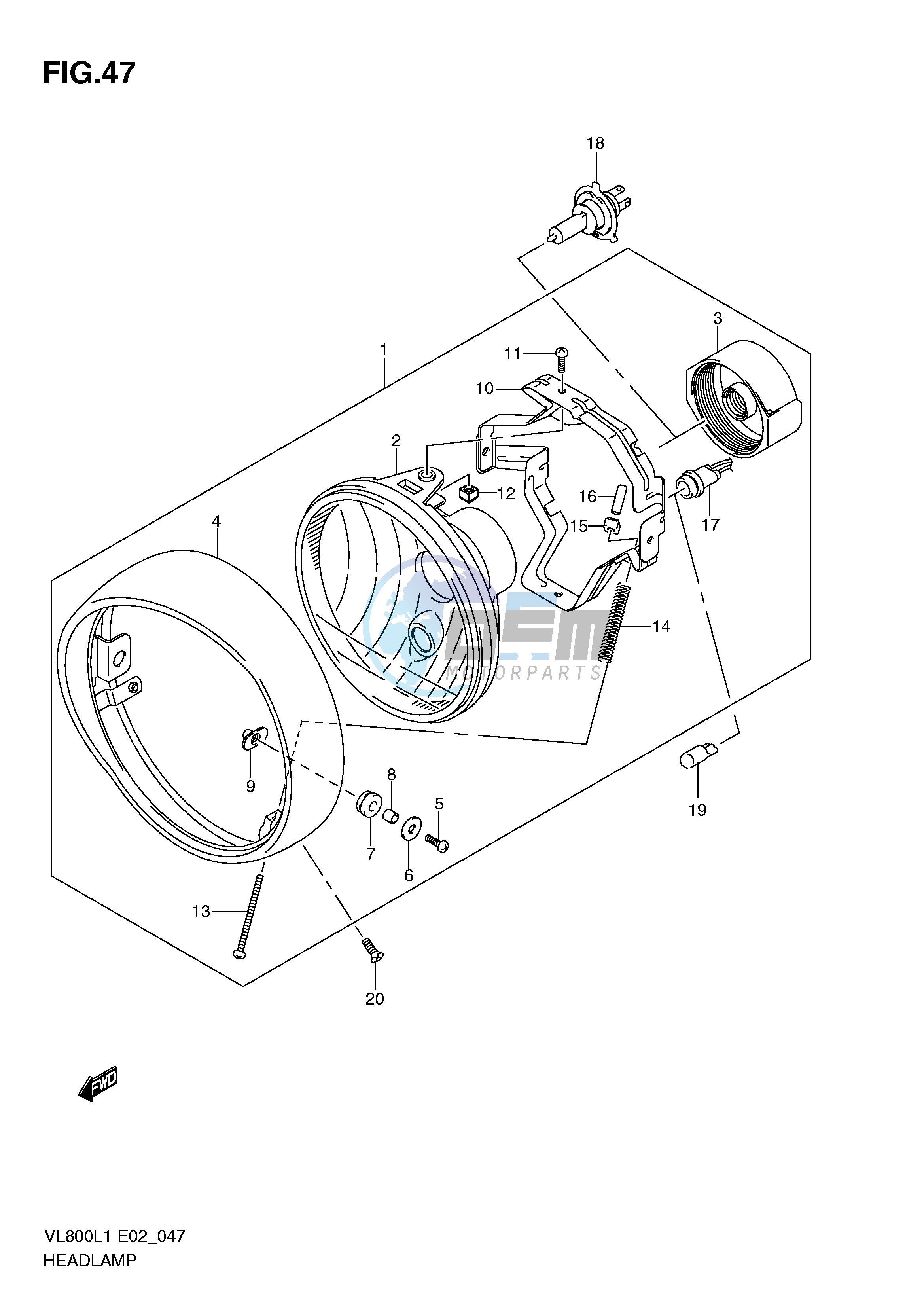 HEADLAMP ASSY (VL800L1 E19)