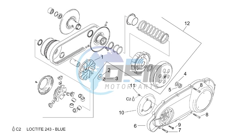 Speed variator with clutch