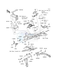 ZX 600 P [NINJA ZX-6R] (7F-8FA) P8FA drawing FRAME FITTINGS-- REAR- -