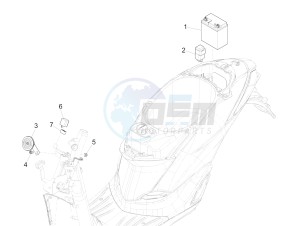 Liberty iGet 50 4T 3V (NAFTA) drawing Remote control switches - Battery - Horn