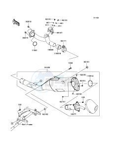 KLX450R KLX450A9F EU drawing Muffler(s)(JKALX450AAA006446-)