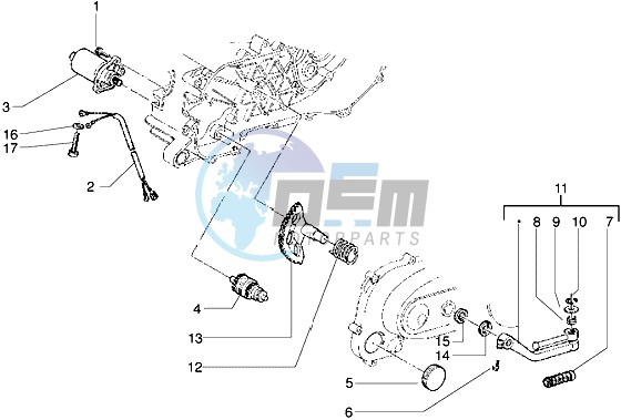 Starting motor-starter lever