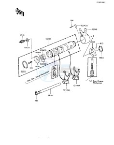 KZ 550 M [LTD SHAFT] (M1) [LTD SHAFT] drawing GEAR CHANGE DRUM & FORKS