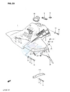 LT125 (E3) drawing FRONT FENDER (MODEL D)