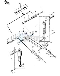 KZ 400 D (D3-D4) drawing SWING ARM_SHOCK ABSORBERS  -- 76 -77 KZ400 - D3_D4- -