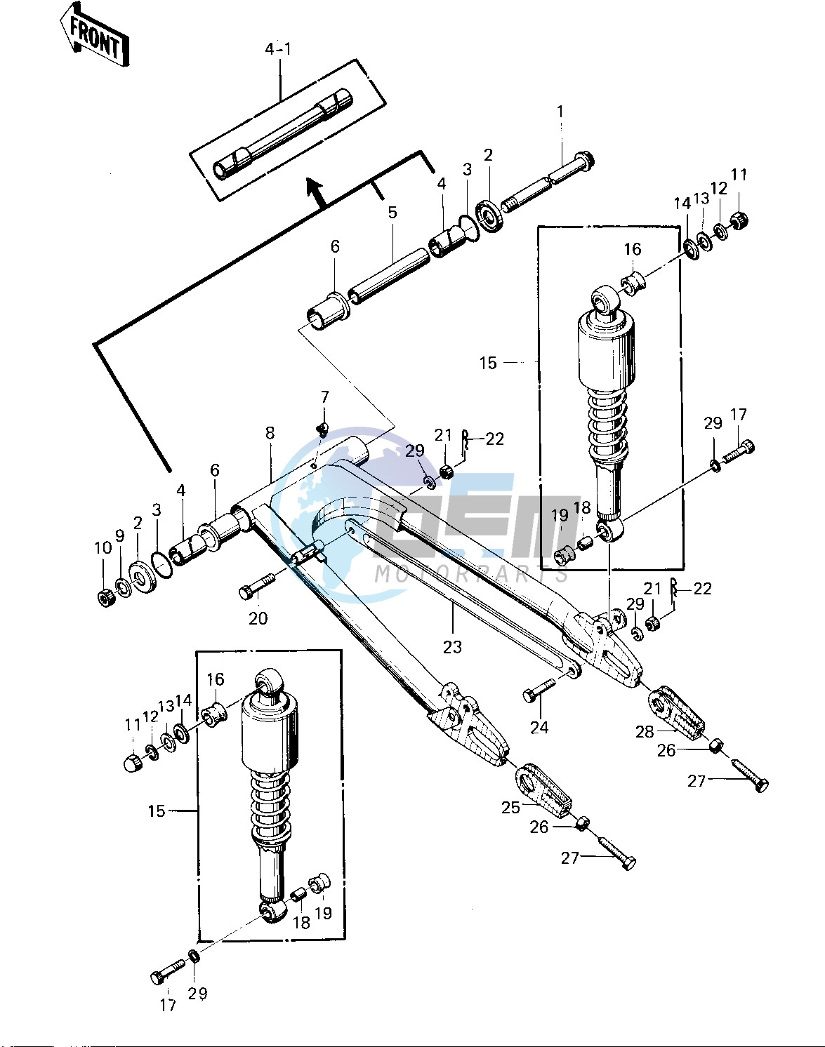 SWING ARM_SHOCK ABSORBERS  -- 76 -77 KZ400 - D3_D4- -