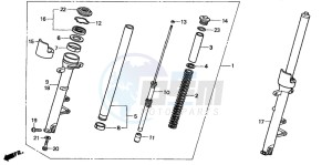 CB900F 919 drawing FRONT FORK (CB900F2/3)