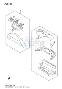 AN650 drawing BACKREST SET PILLION RIDER (OPTIONAL)