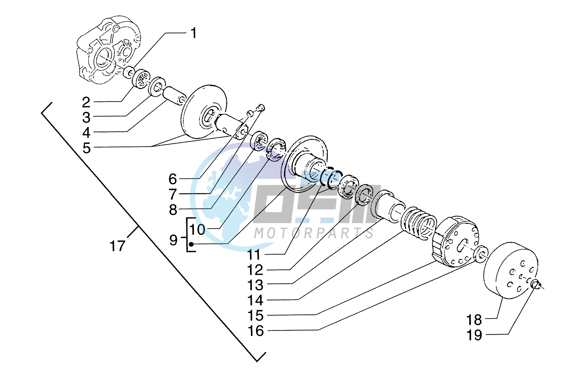 Driven pulley shaft