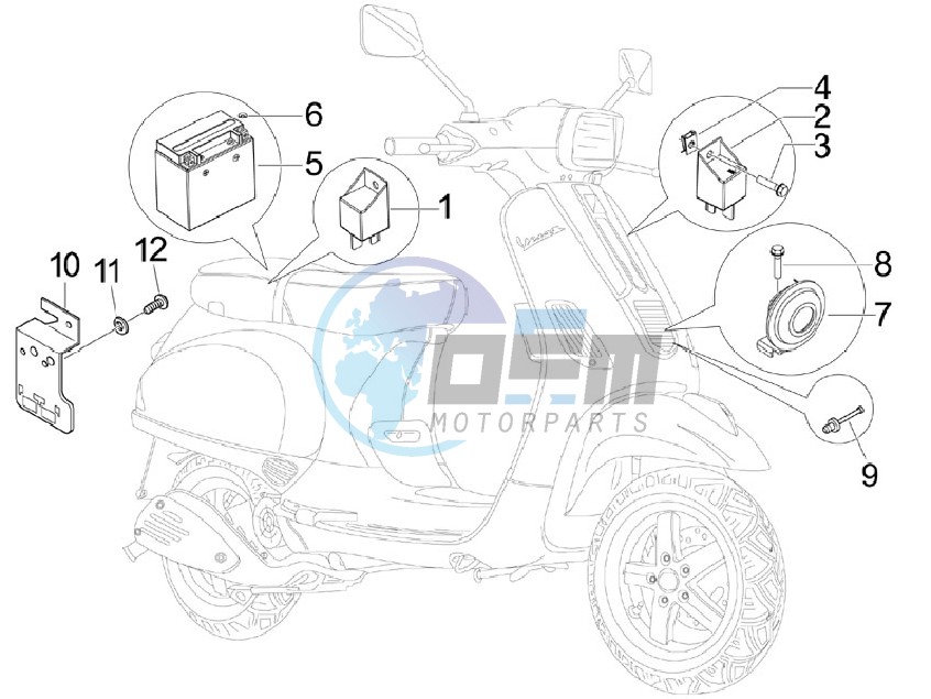 Control switches - Battery - Horn