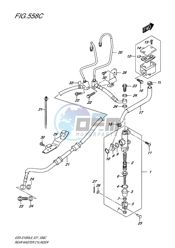 REAR MASTER CYLINDER (ABS MODELS)