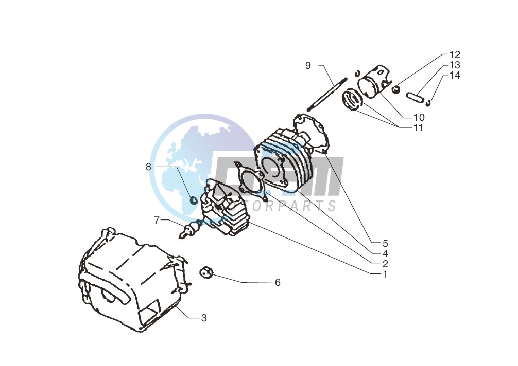 Cylinder-piston-wrist pin assy.