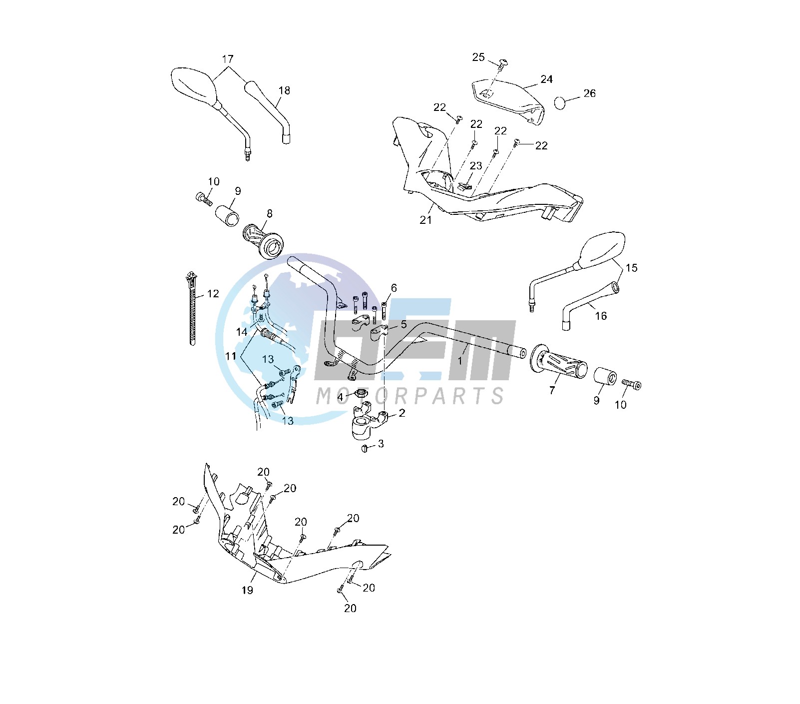 STEERING HANDLE AND CABLE 1YS2-4-6