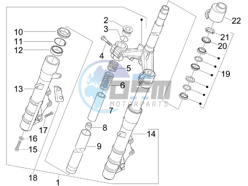 Fork steering tube - Steering bearing unit