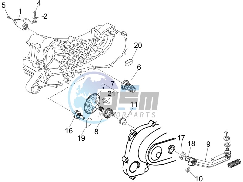 Starting motor-starter lever